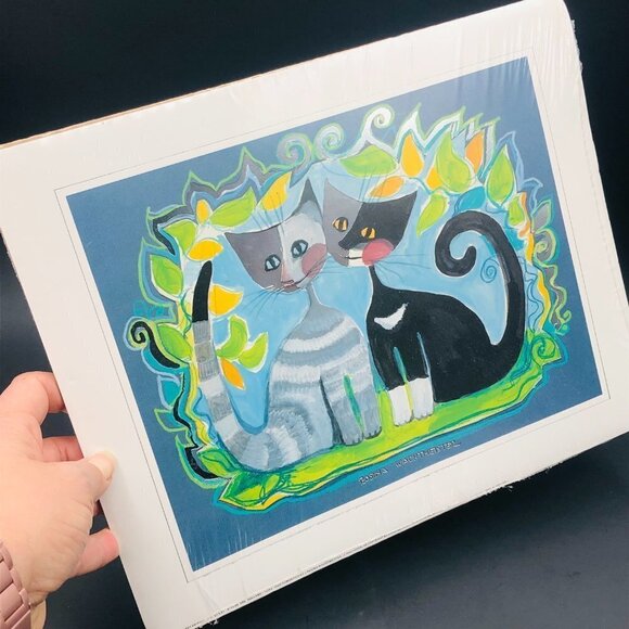 Vintage Rosina Wachtmeister 1993 Special Edition Duo Romantico Cat Foiled Litho - Picture 15 of 15